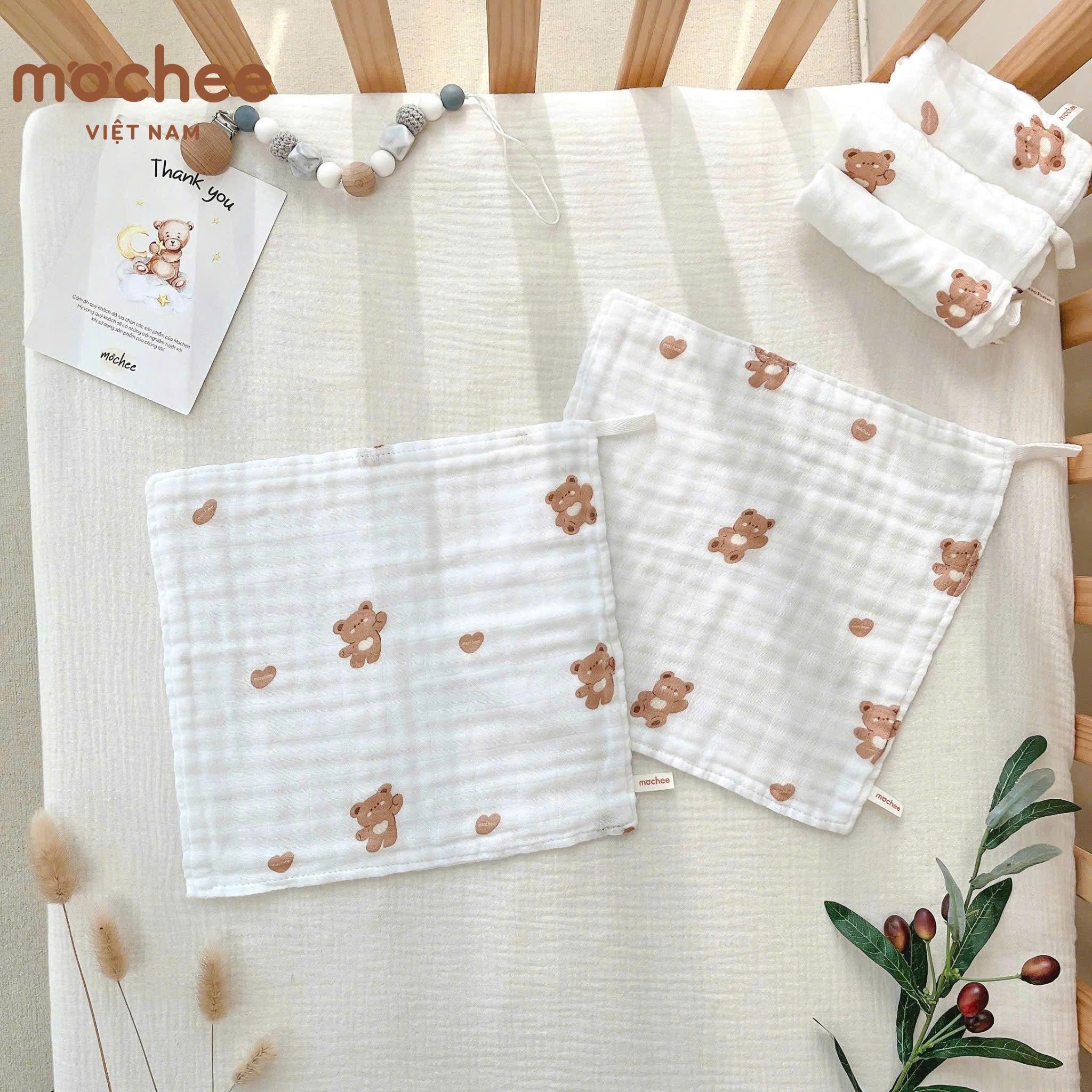  MOCHEE - Set 5 khăn sữa sợi tre 3 lớp 