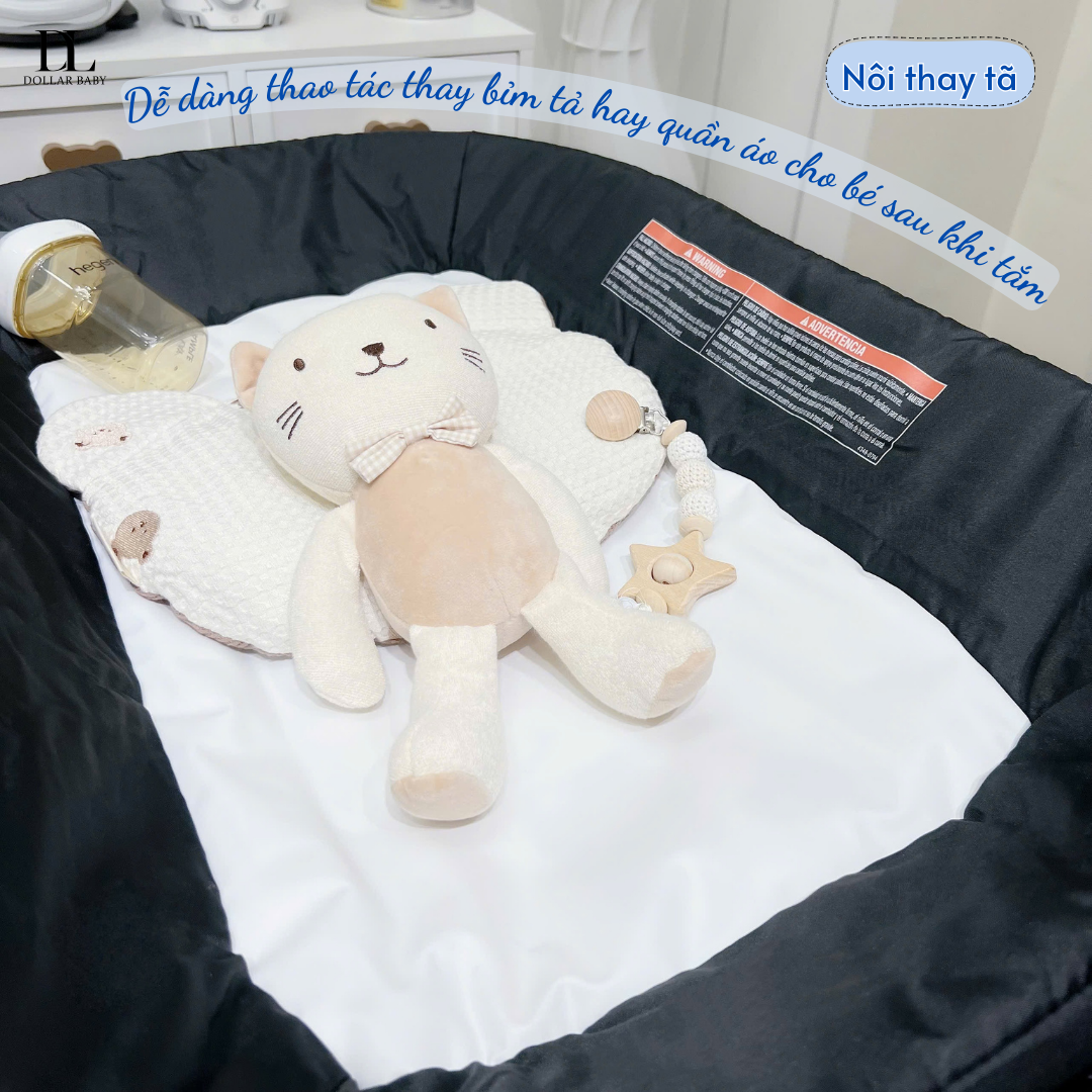  Giường cũi 6 in 1 Tiny Love Here I  Grow Activity Play Yard - Đen Ghi 