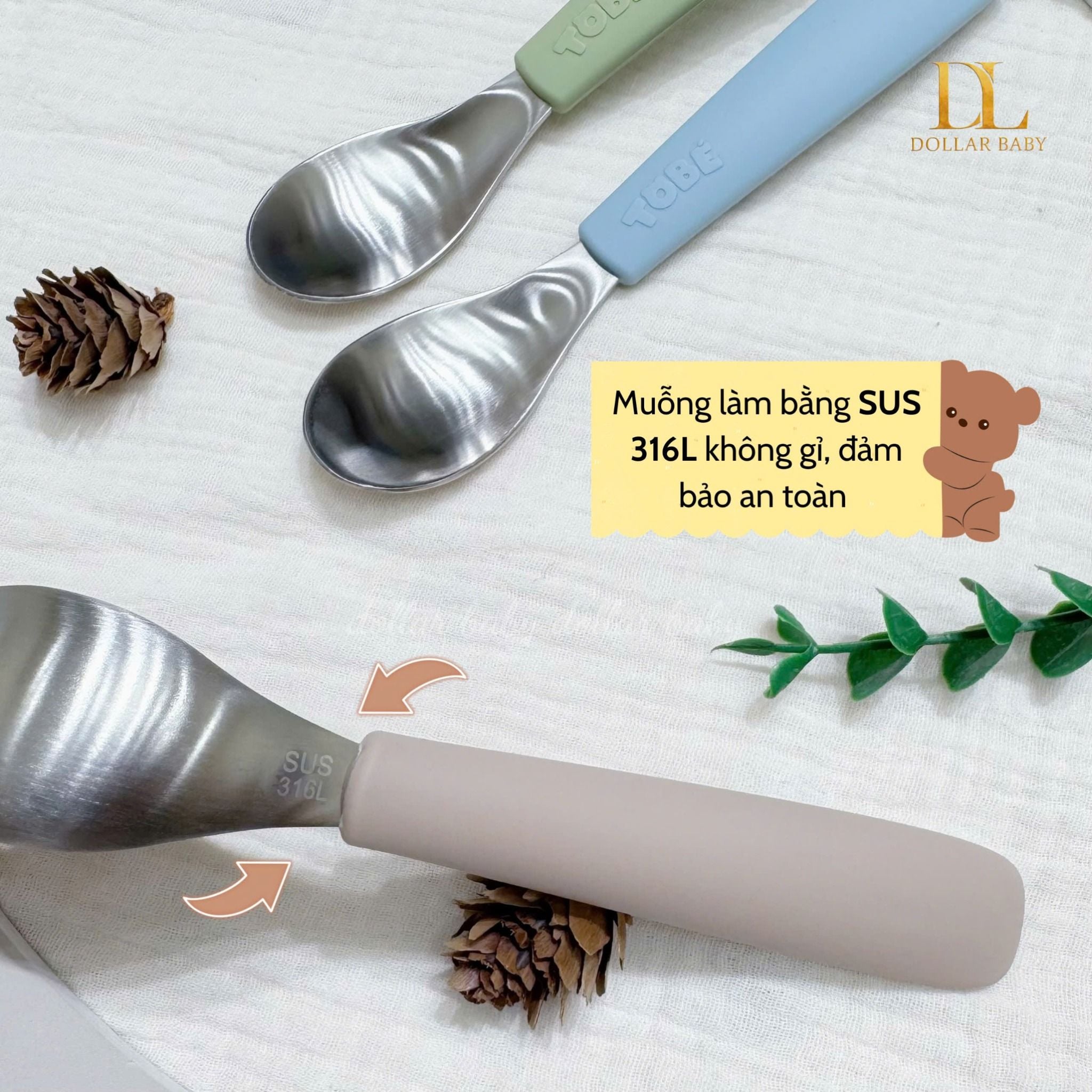  Bộ 3 Thìa Ăn Dặm Silicone Tobe MS 3211 