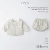  NOUS - Set áo khoác quần bloomer màu xanh thêu con cừu 