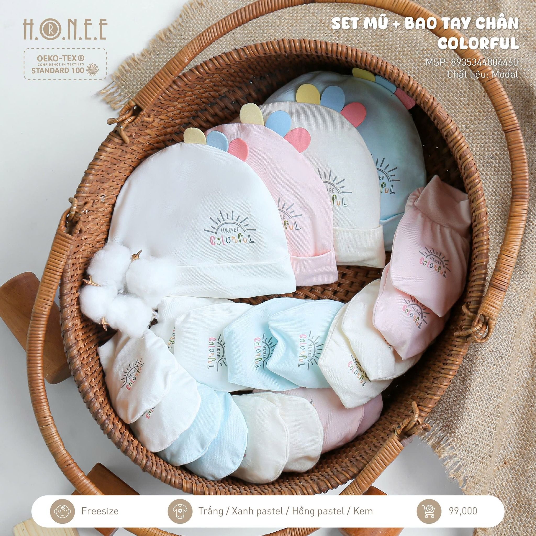  HRNEE - Set PK Mũ Bao Tay Chân Colorful 