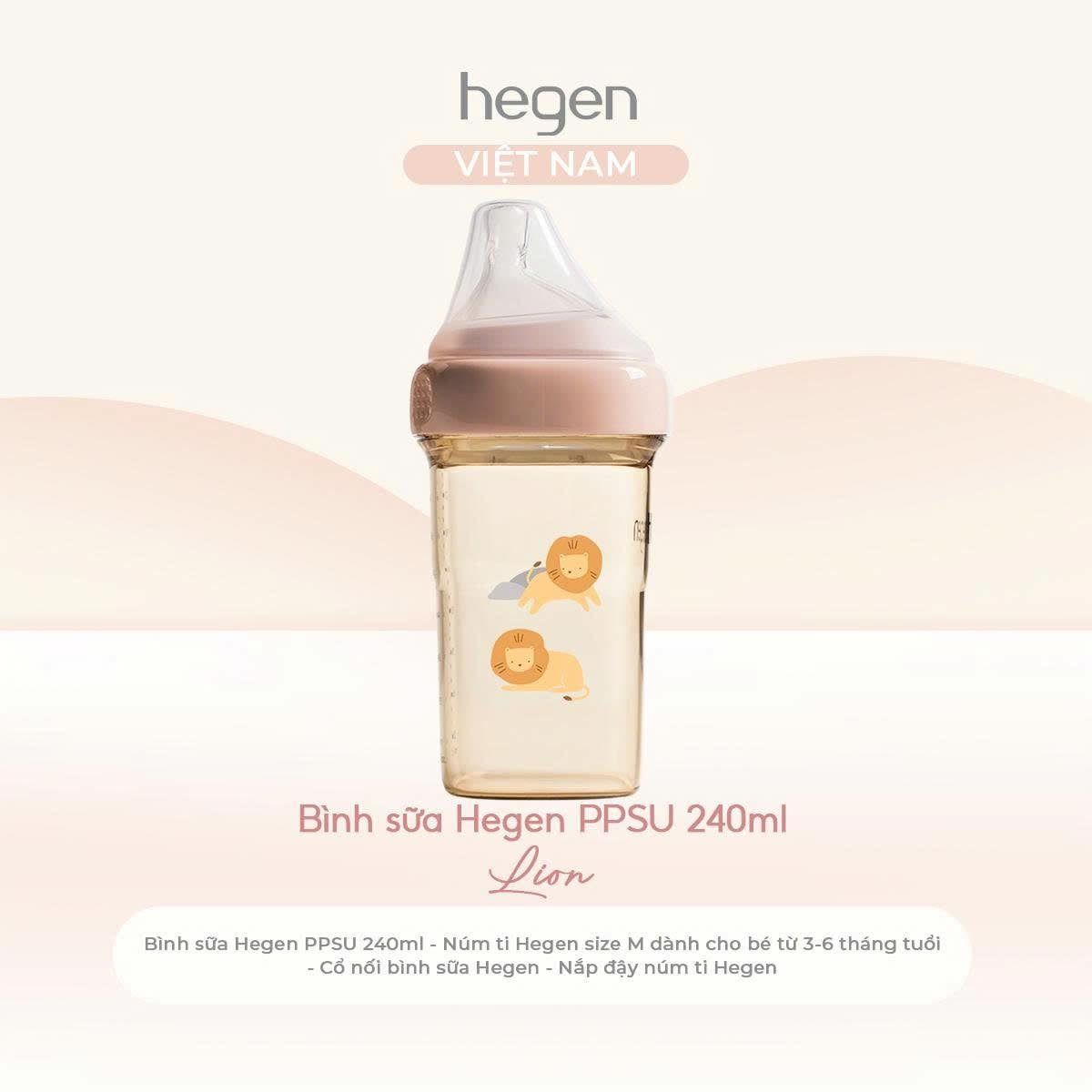  Bình sữa Hegen PPSU Hoạ  Tiết - Pink 