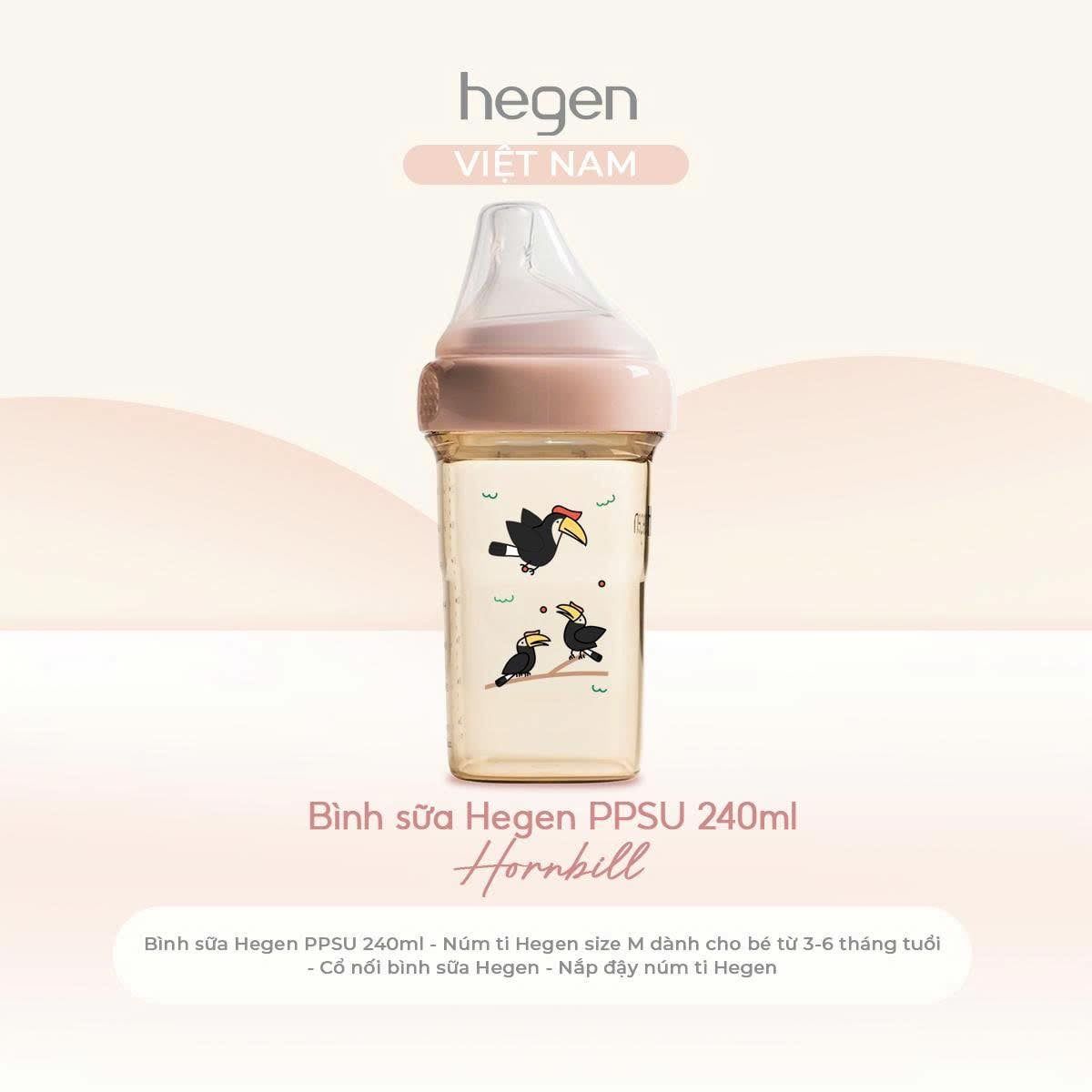  Bình sữa Hegen PPSU Hoạ  Tiết - Pink 