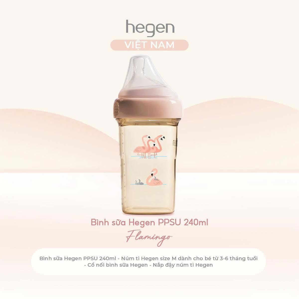  Bình sữa Hegen PPSU Hoạ  Tiết - Pink 