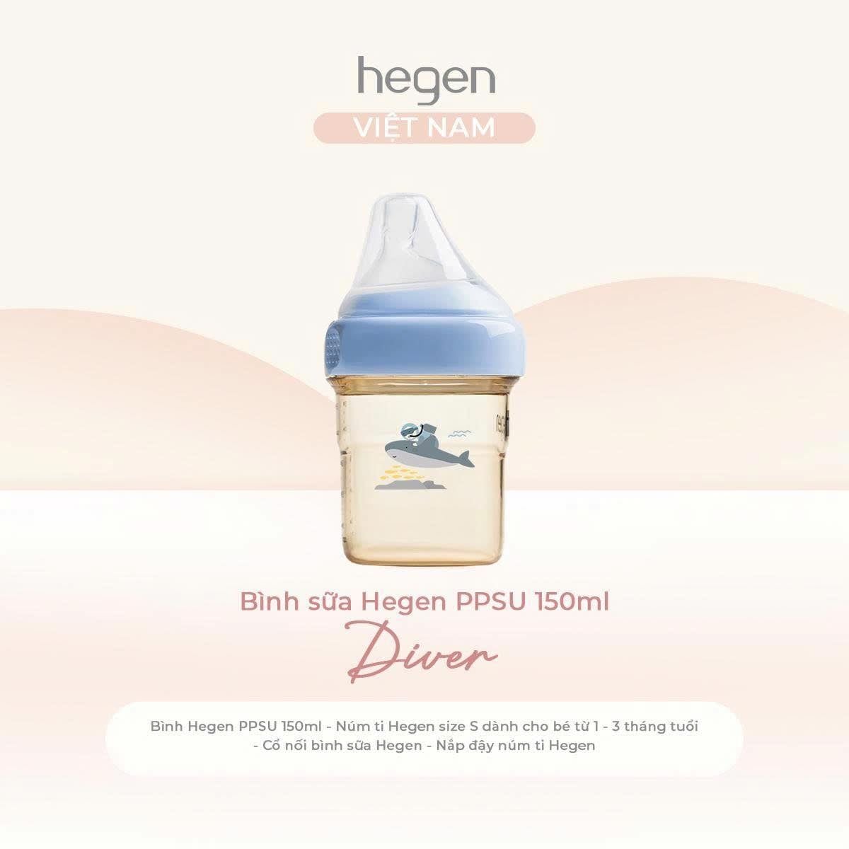  Bình sữa Hegen PPSU Hoạ Tiết - Blue 