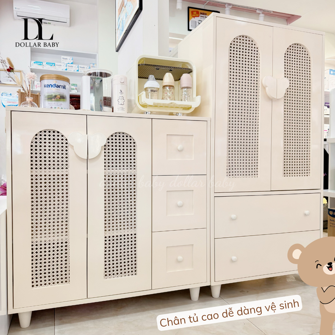  Tủ Gỗ Cánh Mây Tay Nắm Gấu 