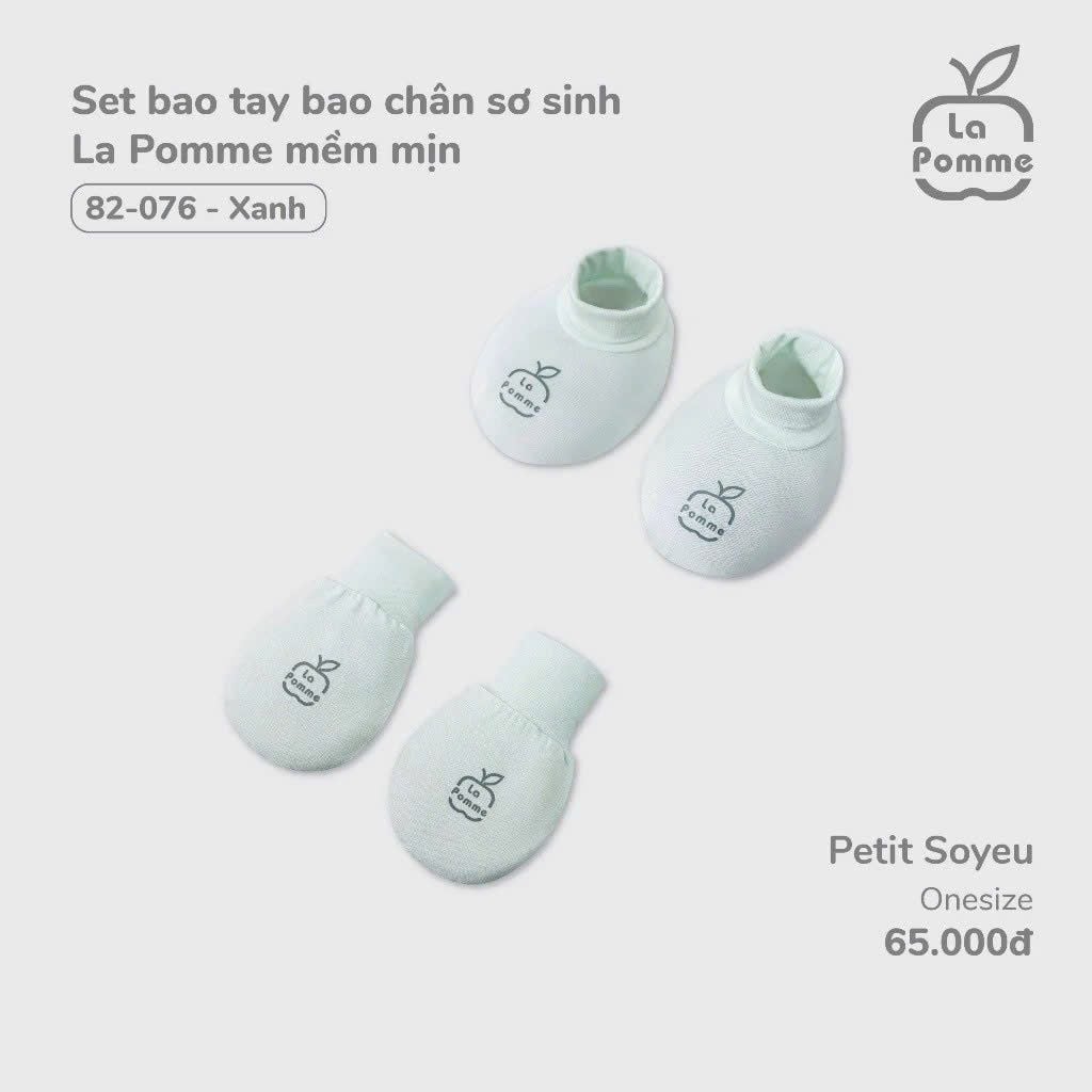  LA POMME - Set bao tay bao chân sơ sinh mềm mịn 