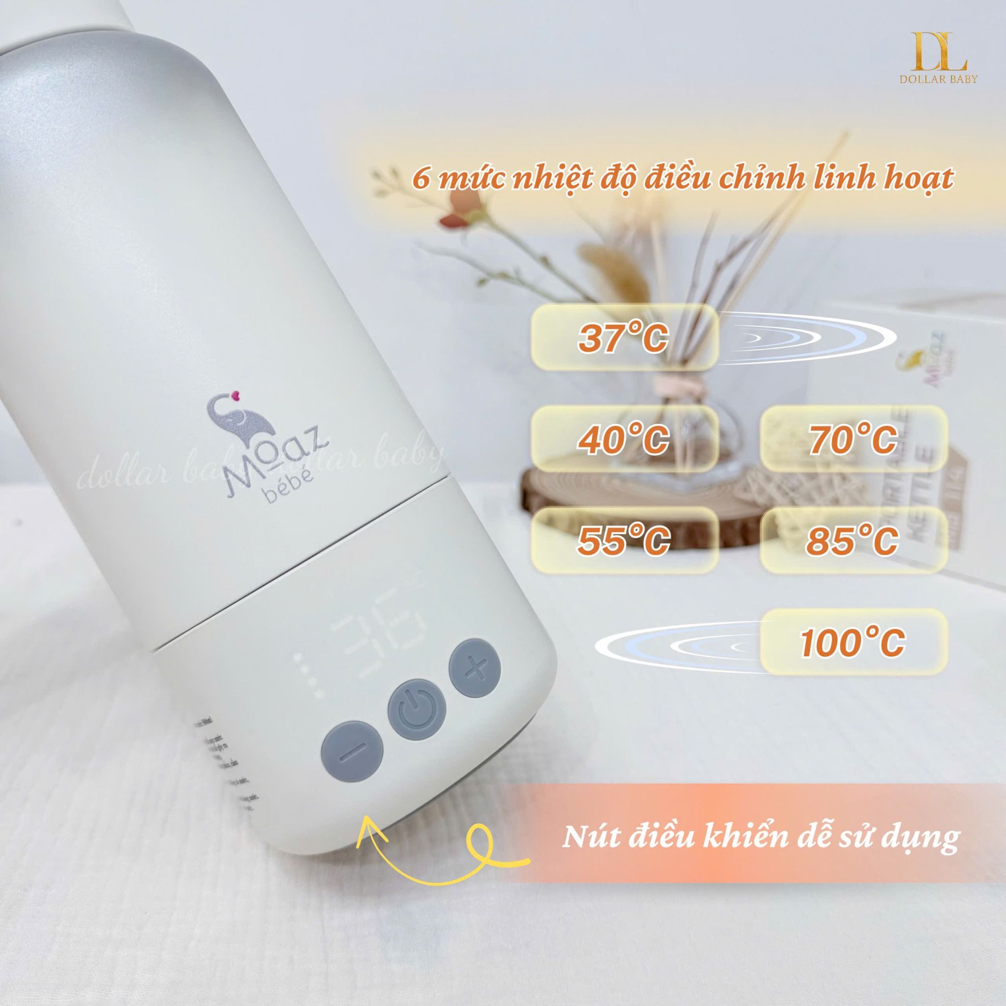  MOAZ BÉBÉ - Bình Đun Nước Di Động Cầm Tay - MB114 