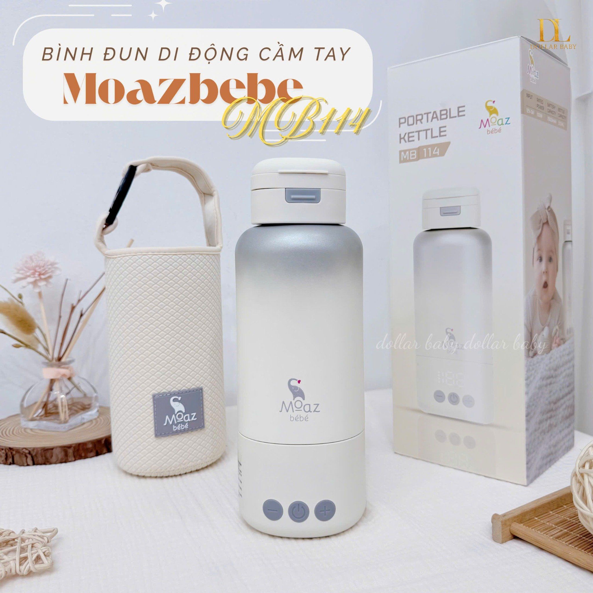  MOAZ BÉBÉ - Bình Đun Nước Di Động Cầm Tay - MB114 