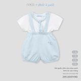  NOUS - Set quần yếm cộc màu xanh kèm áo cộc trắng 