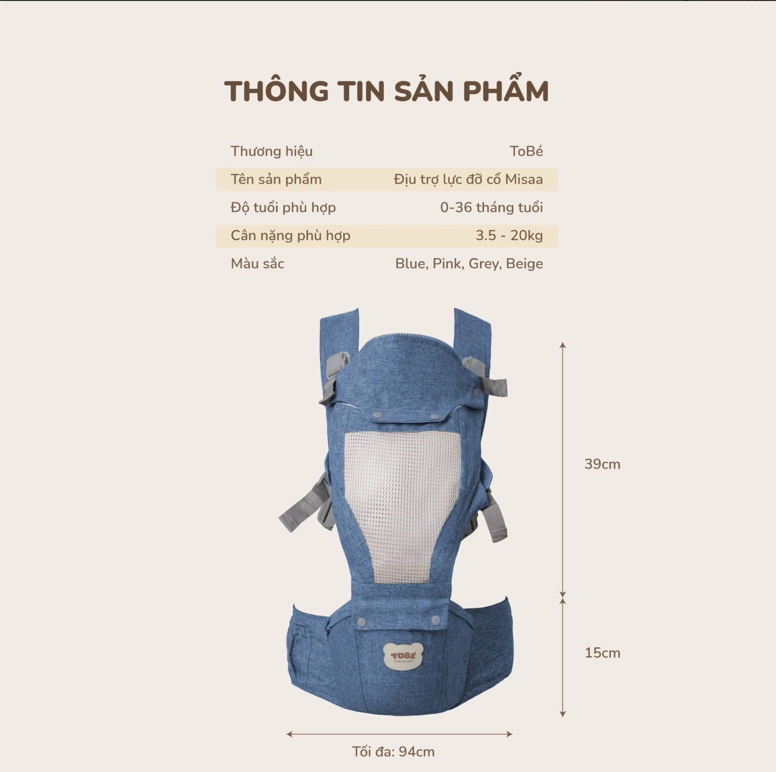  Địu trợ lực đỡ cổ Missa Tobe 6104 