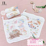  Set 4 khăn sữa xô 6 lớp BUBBLE TREE 