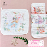  Set 4 khăn sữa xô 6 lớp BUBBLE TREE 