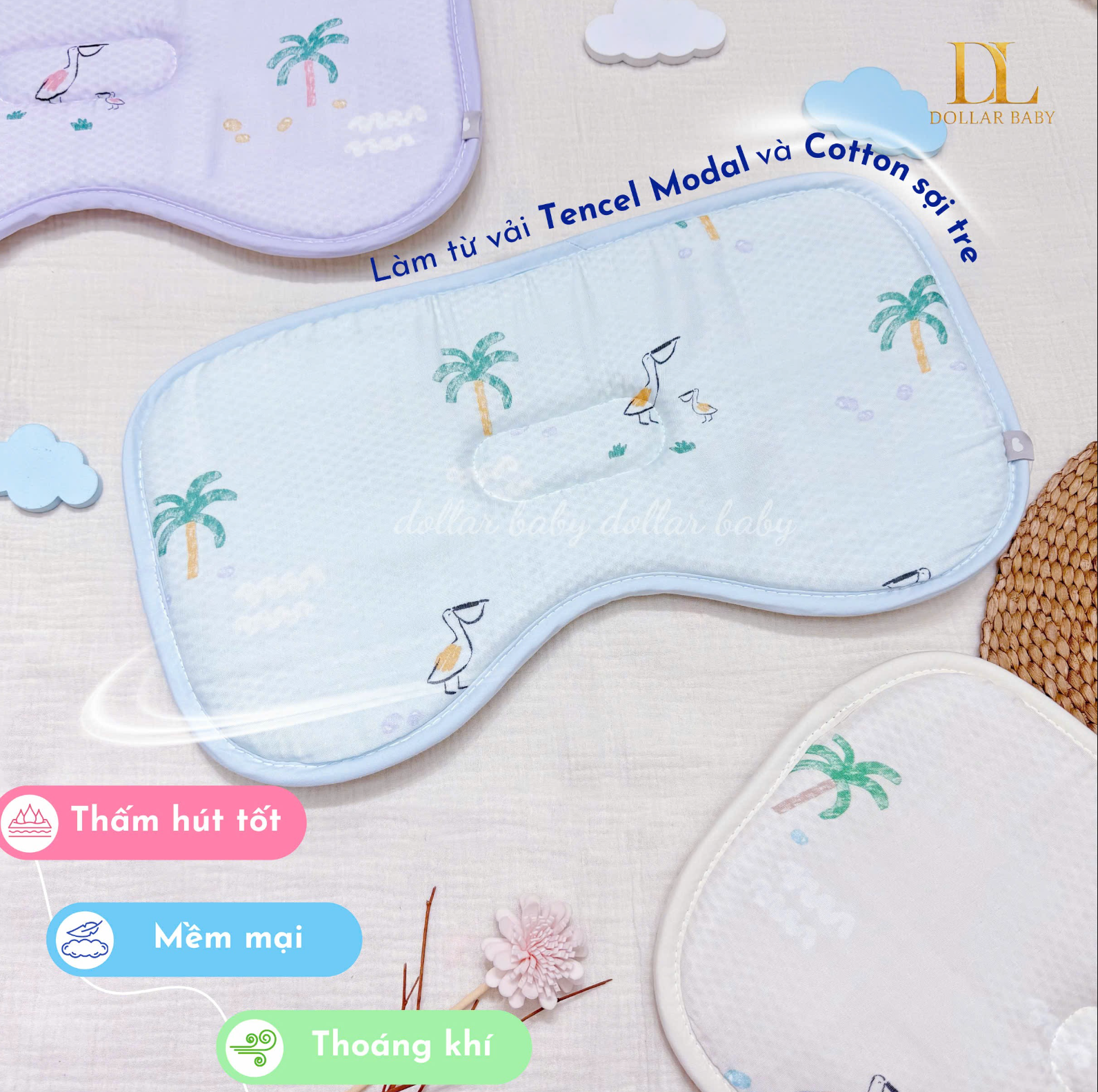  Gối BAMBOOBEBE sợi tre kích thước 24 x 45cm 