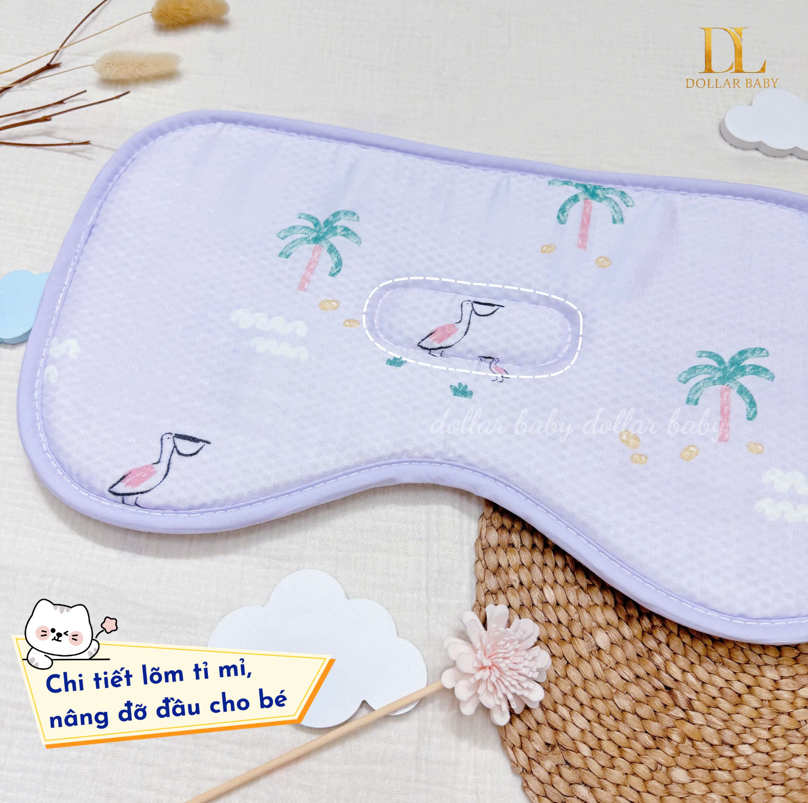  Gối BAMBOOBEBE sợi tre kích thước 24 x 45cm 