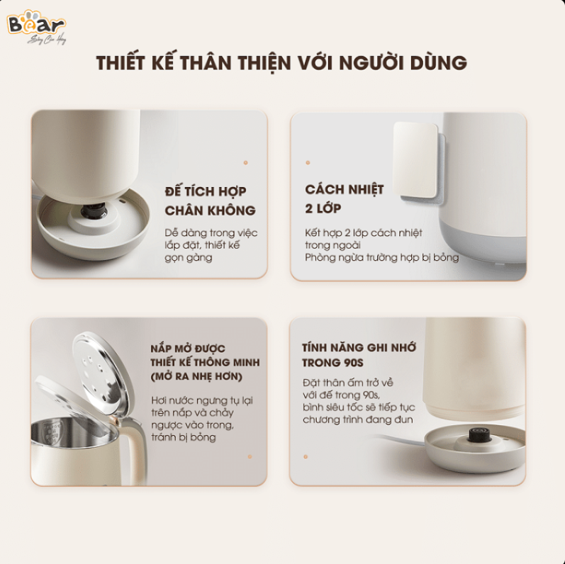  Ấm đun nước giữ nhiệt Bear SB-ST17T (1.7L) 