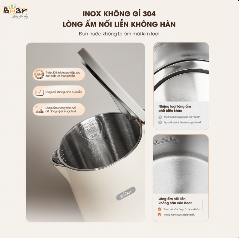  Ấm đun nước giữ nhiệt Bear SB-ST17T (1.7L) 