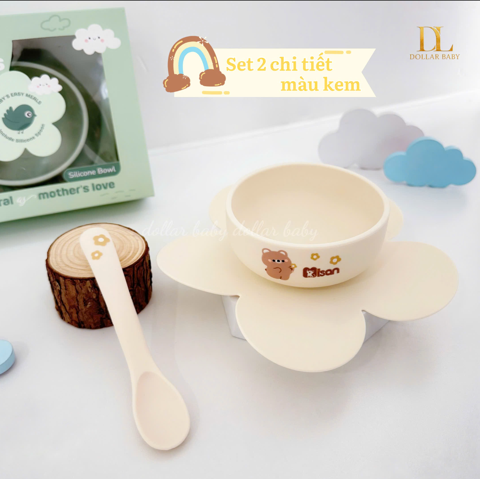  Bát Hoa Kèm Thìa Silicon Nature's Love Misan 