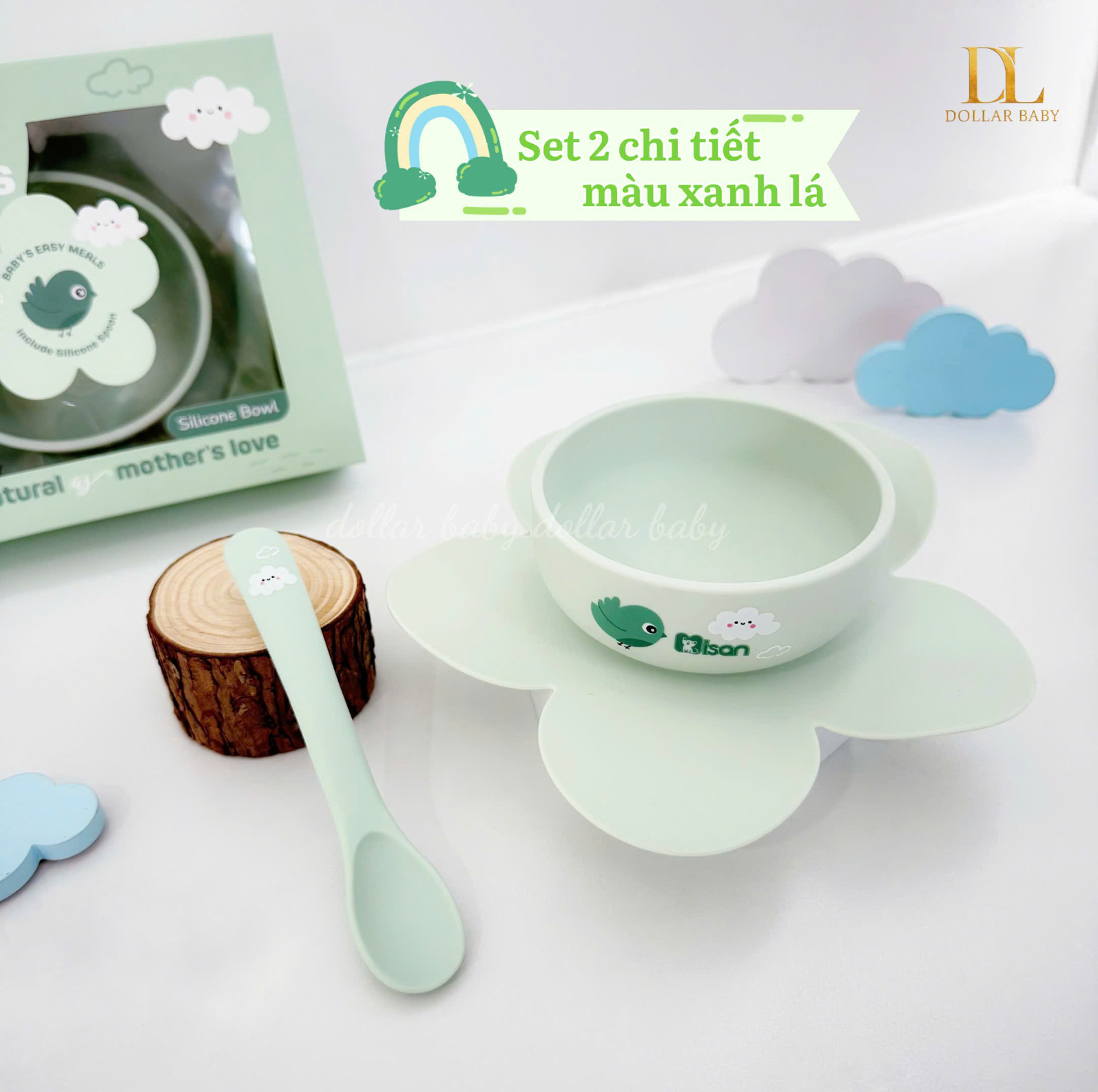  Bát Hoa Kèm Thìa Silicon Nature's Love Misan 