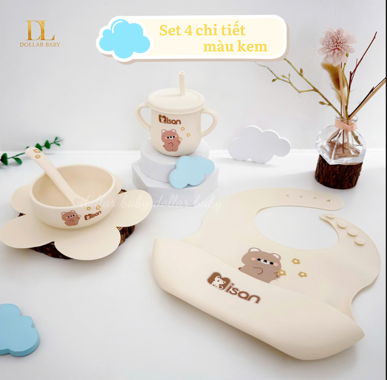  MISAN - Set Ăn Dặm Silicon Nature's Love 4 Chi Tiết 