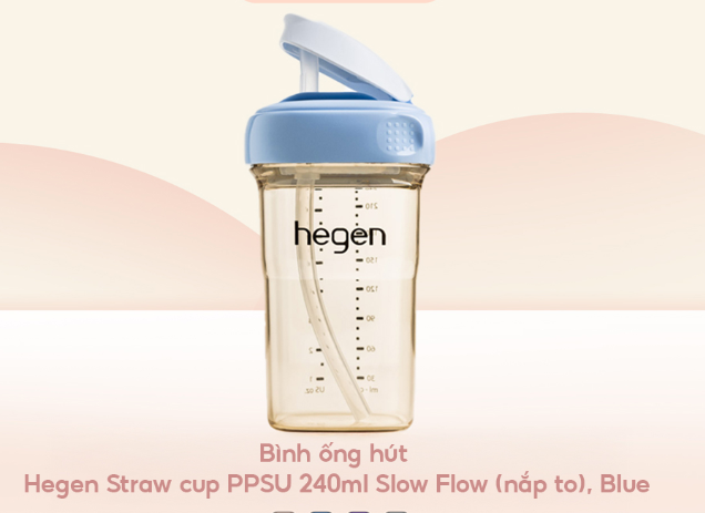  Bình Tập Uống Hegen Straw Cup PPSU - 240ml 