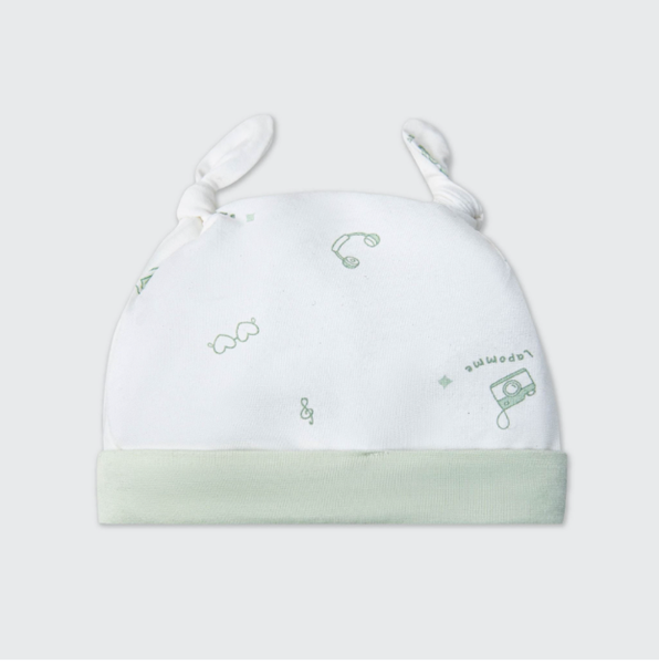  LA POMME - Mũ sơ sinh nhiếp ảnh nhí trắng xanh 