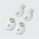  LA POMME - Set bao tay bao chân nhiếp ảnh nhí trắng xanh 