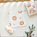  MOCHEE - Set 5 Khăn Sữa Xô 6 Lớp Hoạ Tiết 