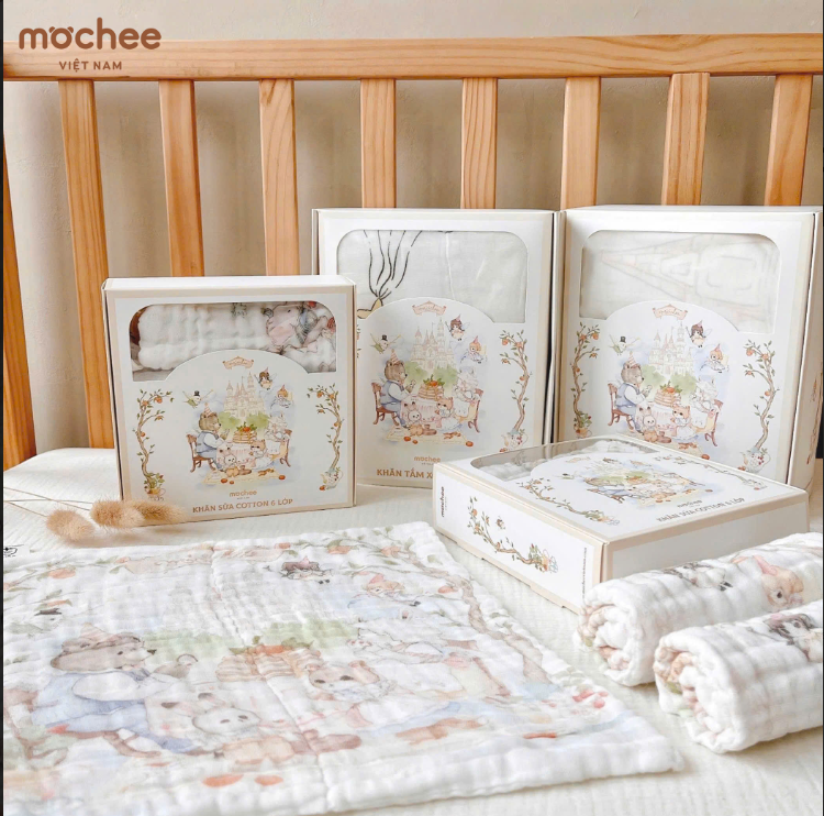 MOCHEE - Khăn tắm Cotton 6 lớp Hoạ tiết Cổ tích 