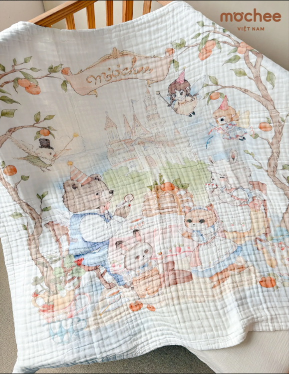  MOCHEE - Khăn tắm Cotton 6 lớp Hoạ tiết Cổ tích 