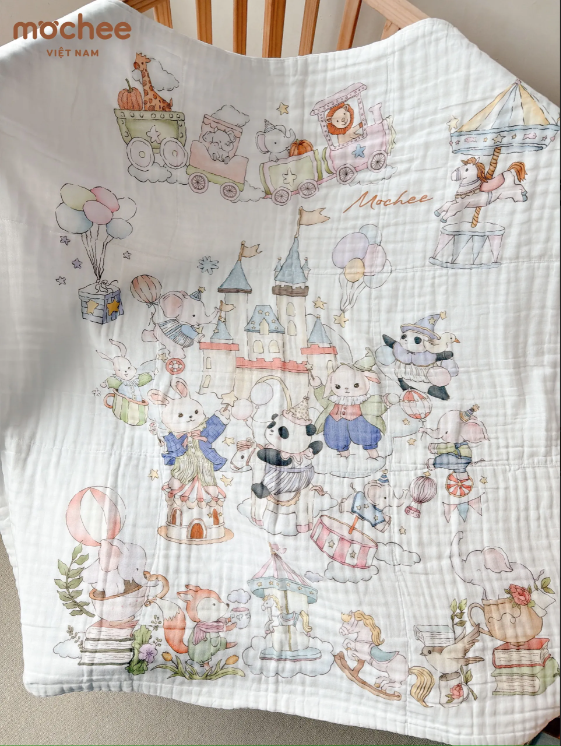  MOCHEE - Khăn tắm Cotton 6 lớp Hoạ tiết Cổ tích 