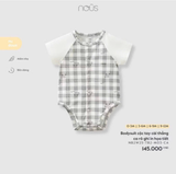  NOUS - Bodysuit cộc tay  cài thẳng ca rô ghi in hoạ tiết 