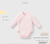  NOUS - Bodysuit dài tay cài lệch màu xanh 0m 