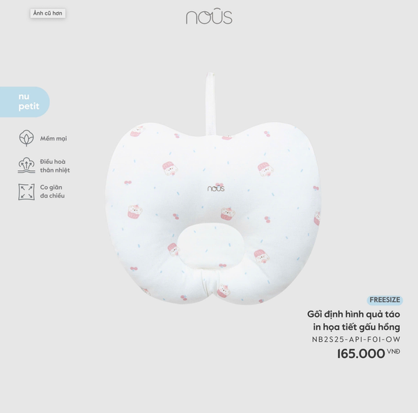  NOUS - Gối định hình quả táo in hoạ tiết gấu hồng 