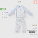  NOUS - Bộ dài tay màu xanh biển hoạ tiết quả táo NB 