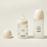  UBMOM - Bình Sữa Thuỷ Tinh Bọc Silicon Hoạ Tiết Cún 