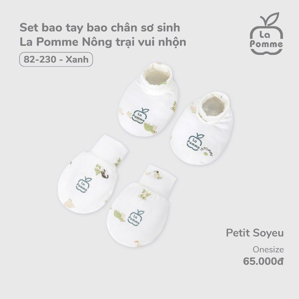  LA POMME - Set bao tay bao chân sơ sinh nông trại vui nhộn 