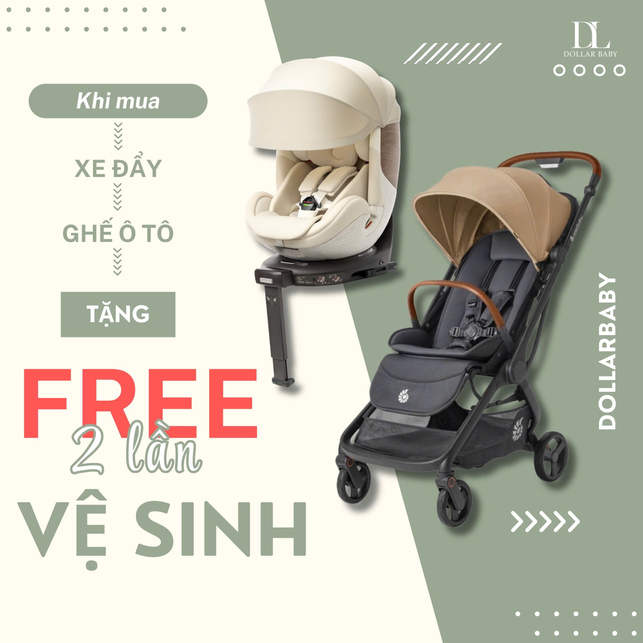  Tặng 2 lần vệ sinh Xe đẩy / Ghế ô tô 