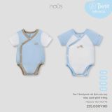  NOUS - Set 2 bodysuit cài lệch cộc tay màu xanh phối trắng 
