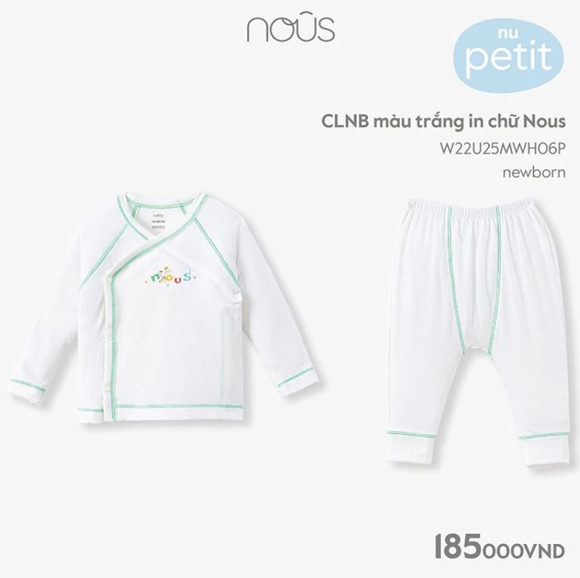  NOUS - Bộ CLNB màu trắng in chữ Nous 
