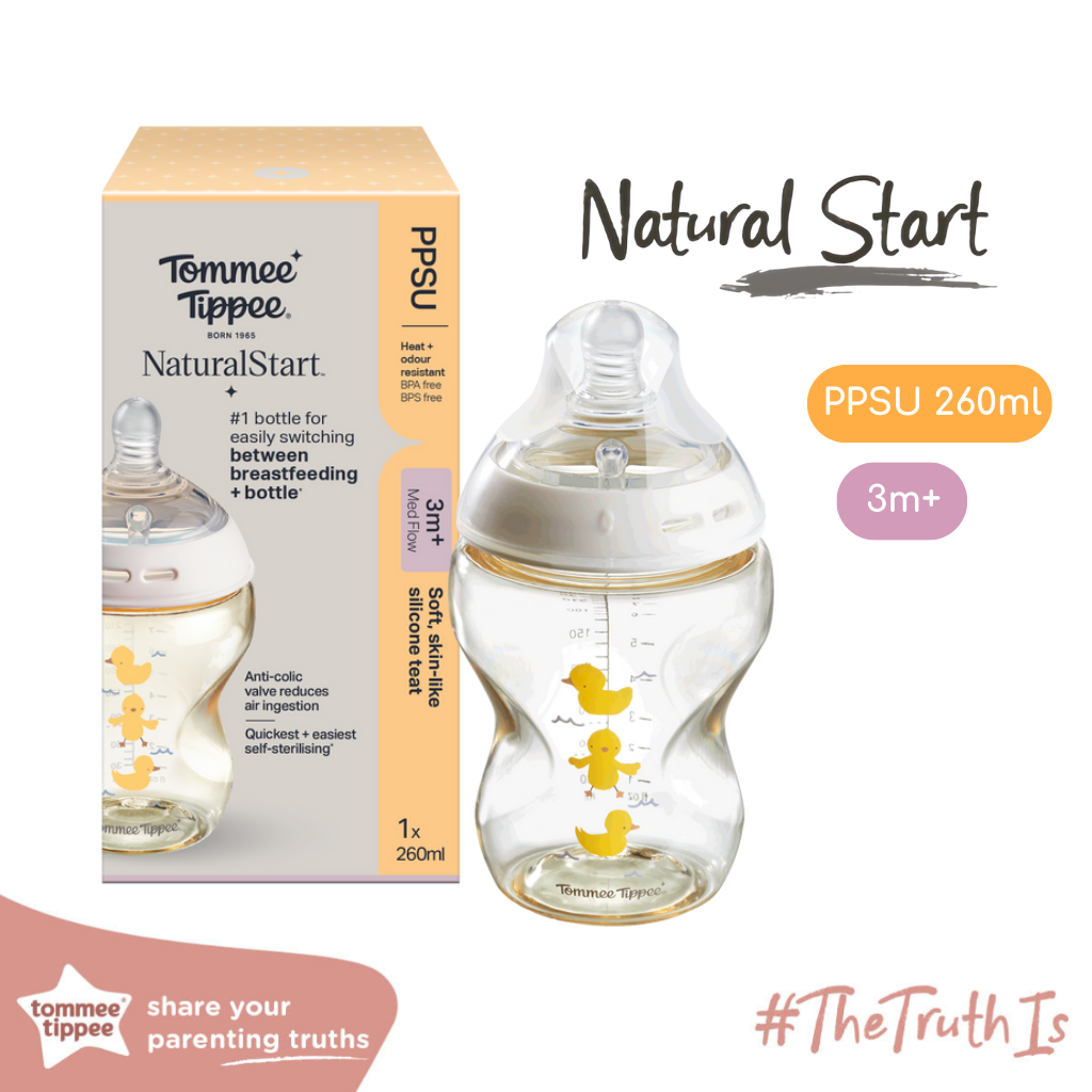  TOMMEE TIPPEE - Bình Sữa PPSU Ty Siêu Mềm Tự Nhiên Natural Start Họa Tiết Vàng 