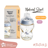  TOMMEE TIPPEE - Bình Sữa PPSU Ty Siêu Mềm Tự Nhiên Natural Start Họa Tiết Xanh 