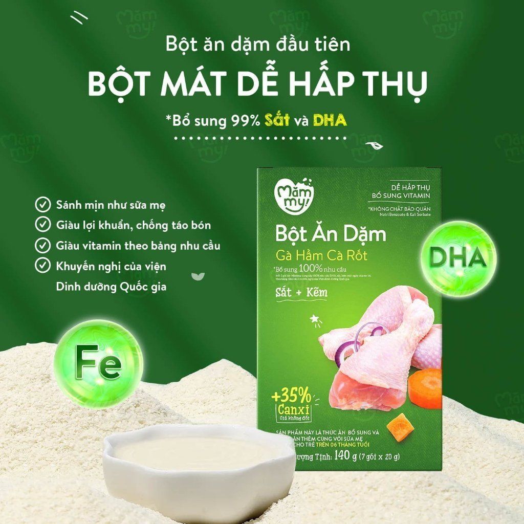  Bột Ăn Dặm Mămmy - 140 Gram  / 6 tháng ( Hộp 7 gói x 20 Gram ) 