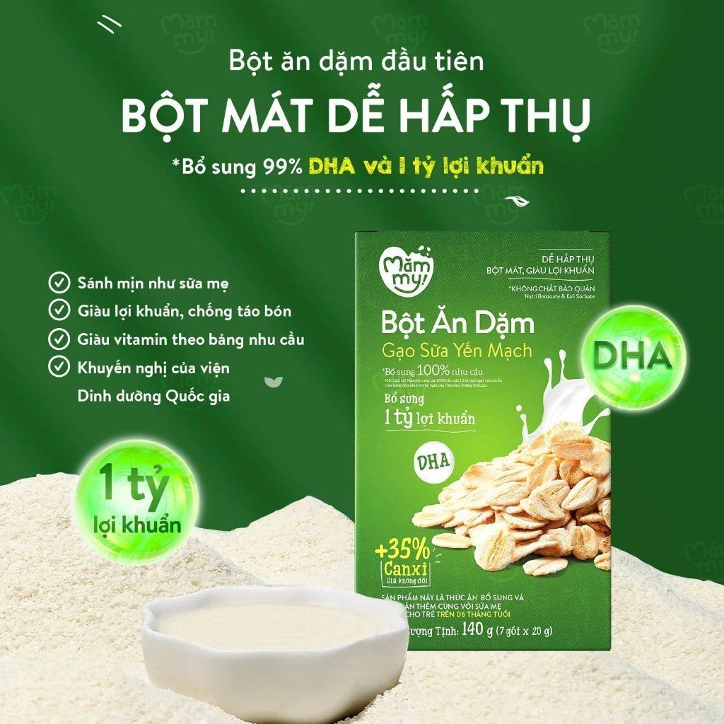  Bột Ăn Dặm Mămmy - 140 Gram  / 6 tháng ( Hộp 7 gói x 20 Gram ) 