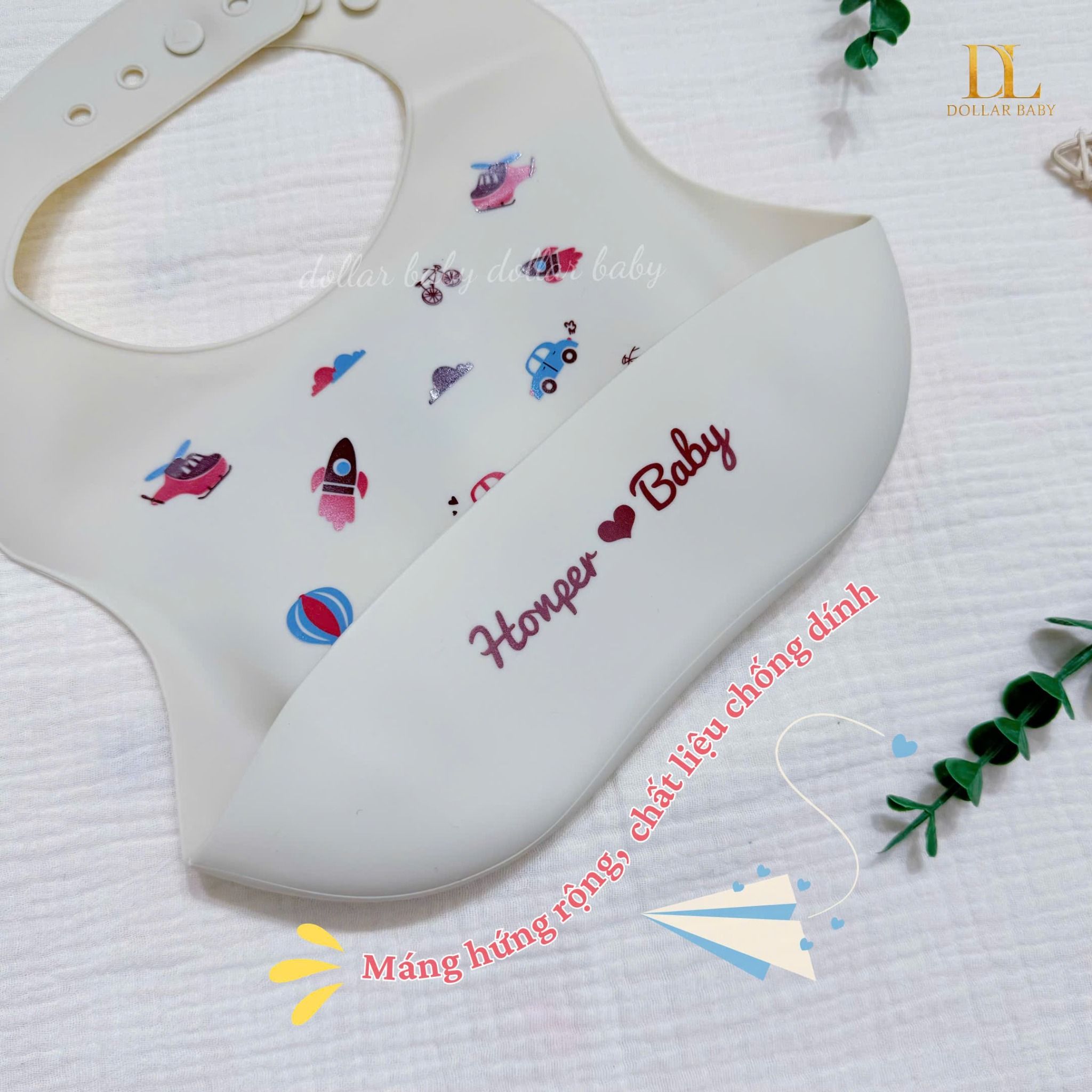  HONPER - Yếm Nhựa Silicon Hoạ Tiết 