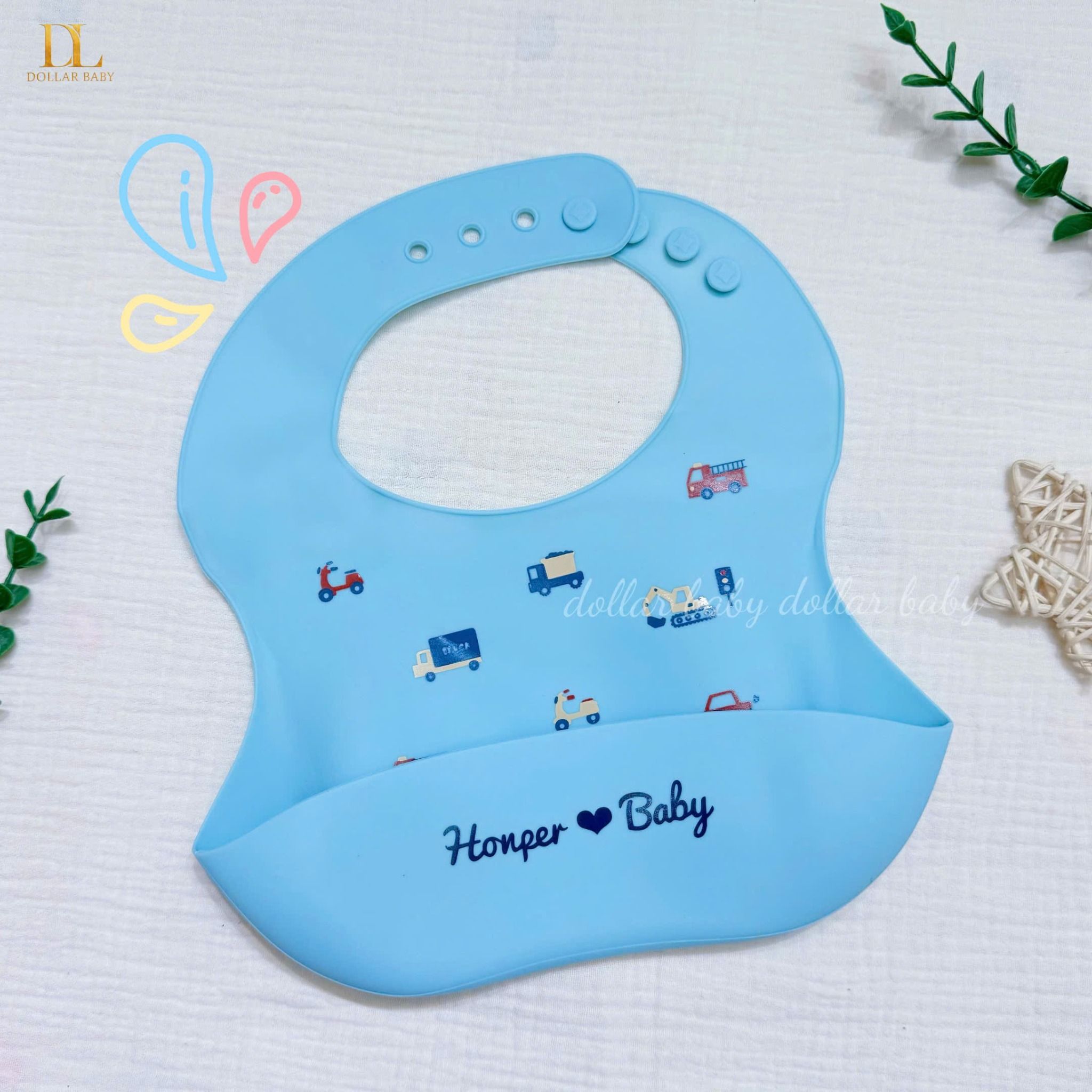  HONPER - Yếm Nhựa Silicon Hoạ Tiết 