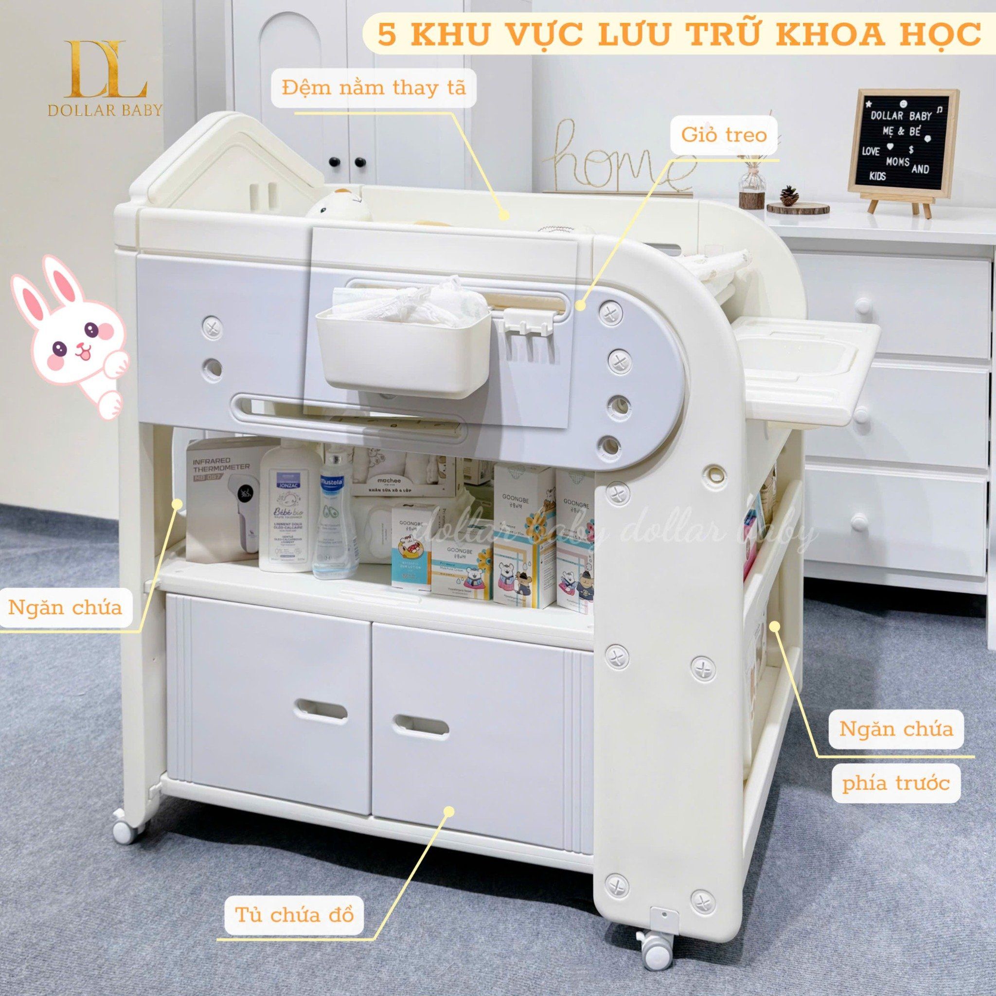  Kệ thay tã bỉm kèm đệm Holla HL - 09242 