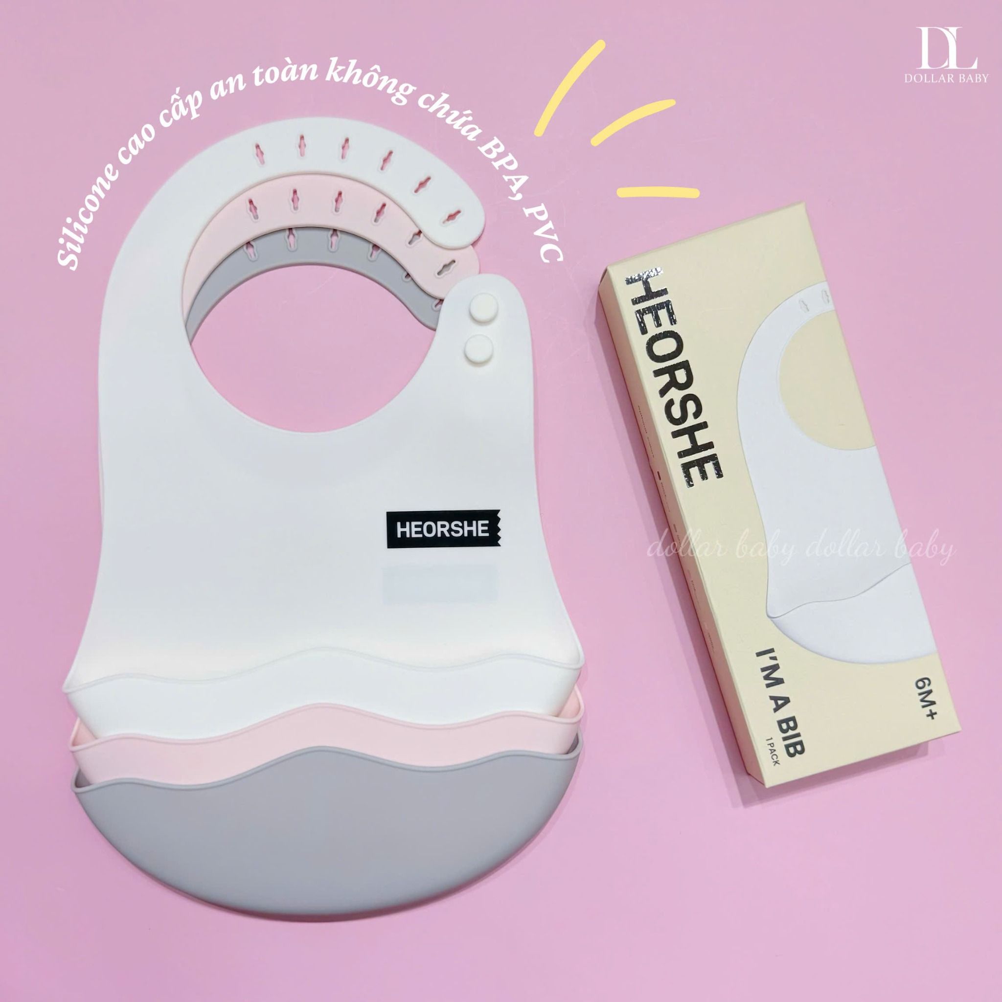  HEORSHE - Yếm Ăn Dặm Silicone 