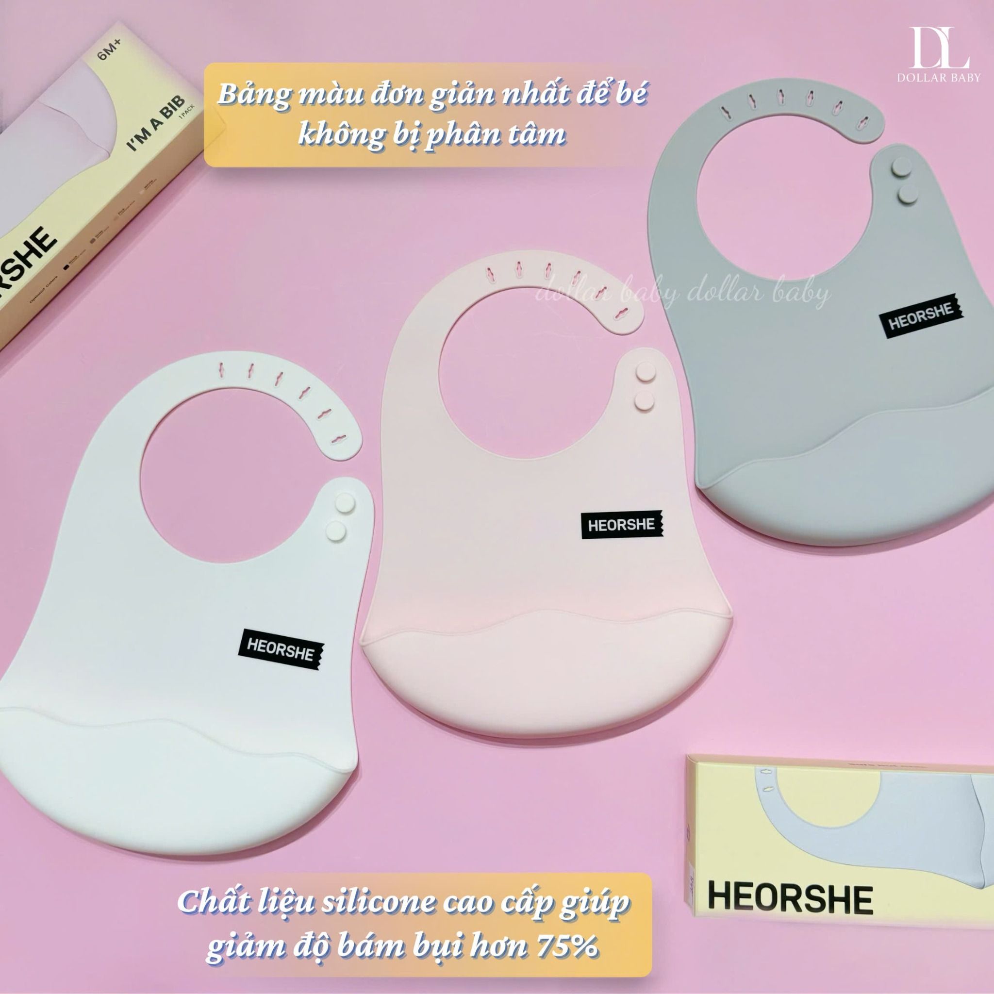  HEORSHE - Yếm Ăn Dặm Silicone 