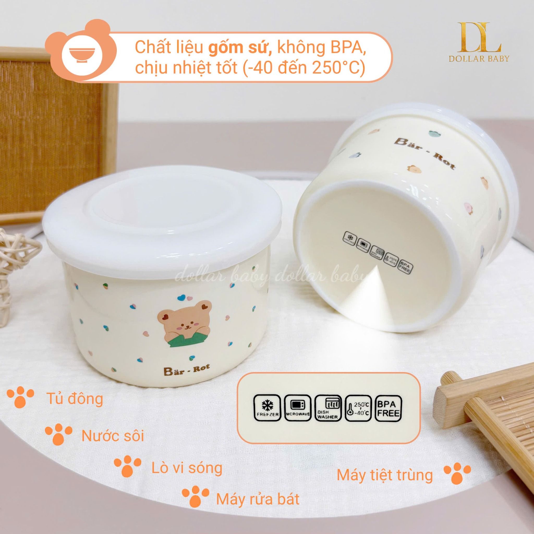  Hũ Sứ Kèm Nắp Đậy Barrot - 250ml 